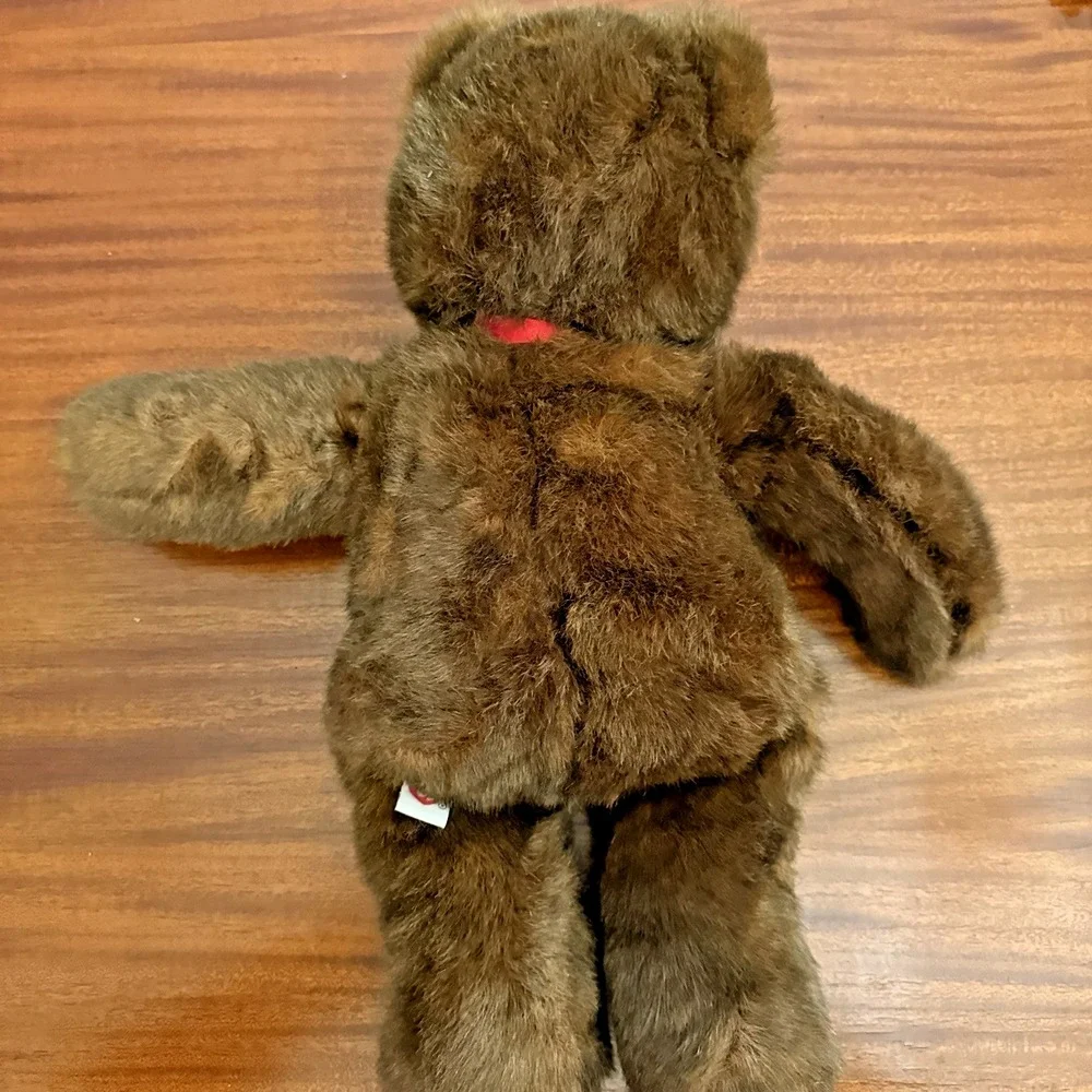 Vintage TY PJ (1990) Brown Teddy Bear W/ Red Bow 1st Generation *EUC* Plush 17